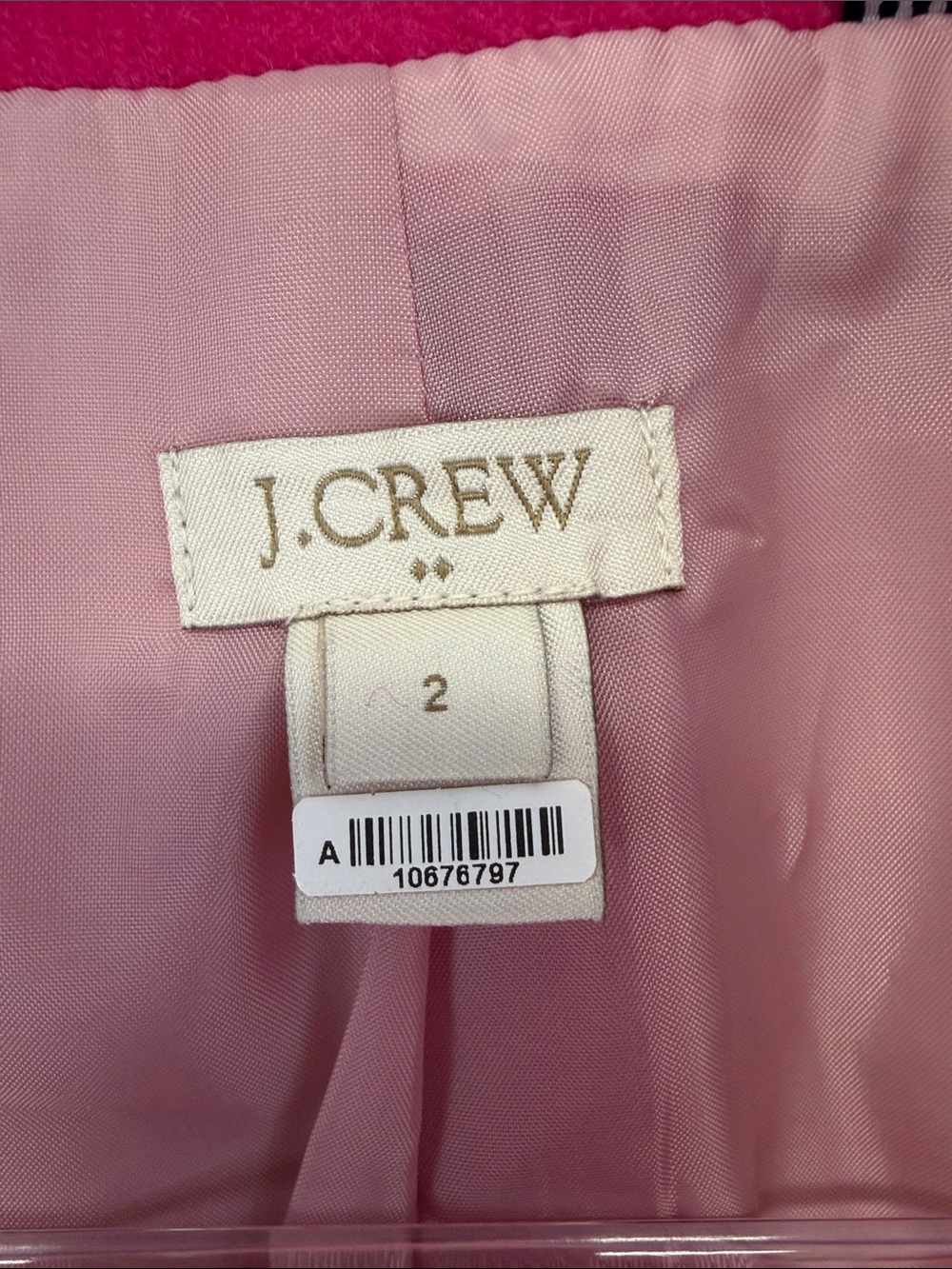 J.Crew City Coat Fuchsia Pink Wool Blend Stand Collar Hidden Button Women’s 2 - Picture 3 of 9